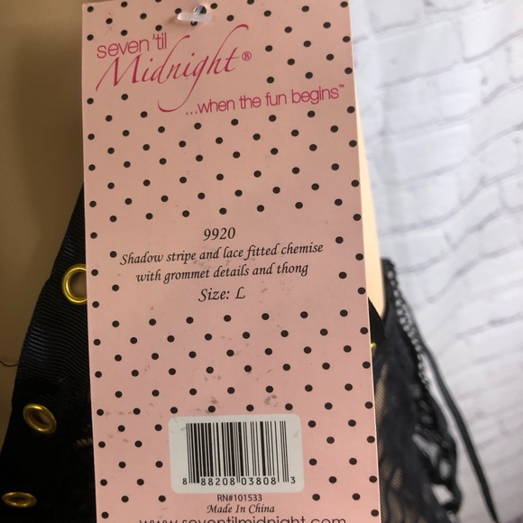 NWT Seven ‘til Midnight Shadow stripe & lace Chemise Grommet detail Lace up Sz L - Picture 12 of 12
